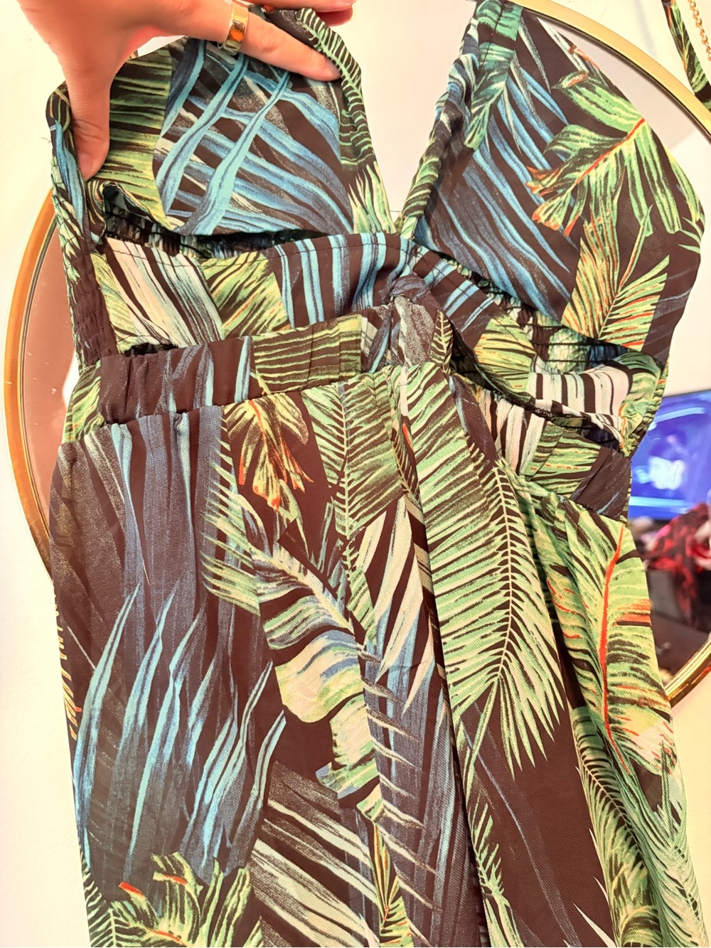 Tropical Leaf Print Cut Out Maxi Dress - Picture 2 of 3